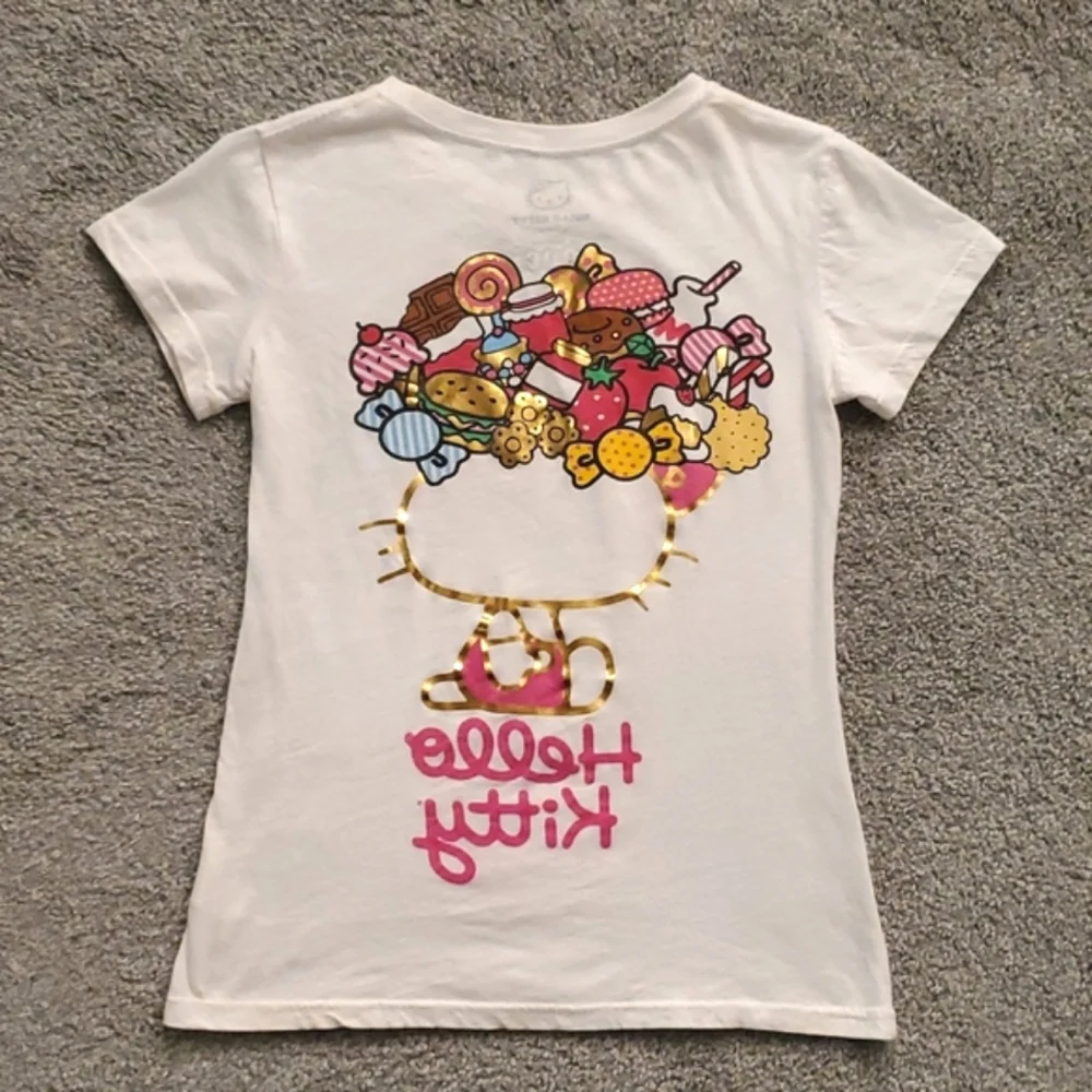*rare* Hello Kitty gold sweets dual graphic tee sz s - Picture 2 of 9